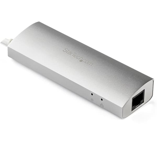 3-portars bärbar aluminium USB 3.0-hub med Gigabit Ethernet-nätverksadapter integrerad kabel