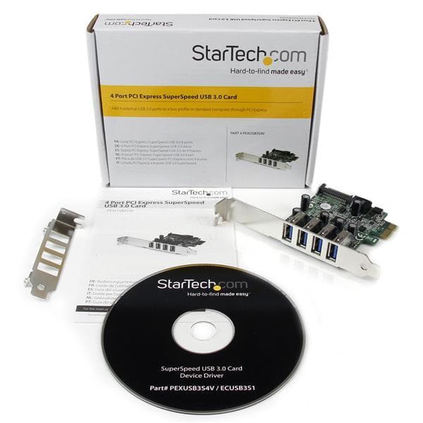 StarTech.com 4-portars PCI Express USB3.0 SuperSpeed gränssnittskort med UASP - Intern SATA - USB-adapter - PCIe - USB3.0 x 4 - för P/N: USB3S2ESATA3