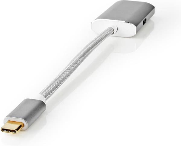 Nedis USB-adapter | USB 3.2 Gen 1 | USB-C™ han | HDMI™ hun | strømforsyning | 0,20 m | runde | forgyldt | Flettet / Nylon | Sølv | Dæk vindueskasse
