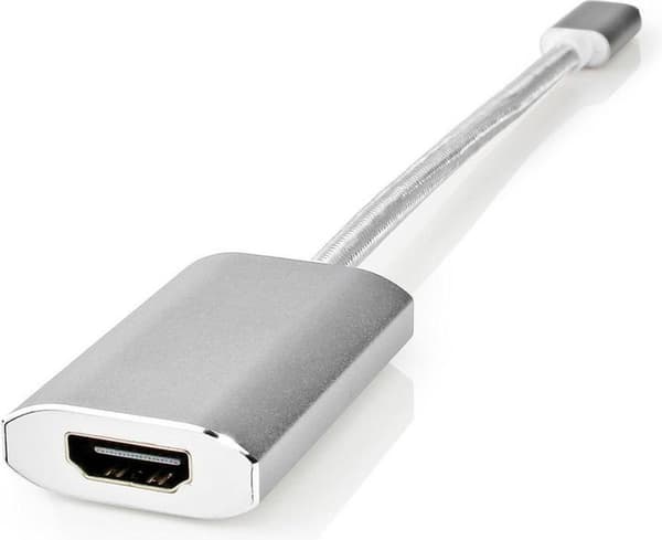 Nedis USB-adapter | USB 3.2 Gen 1 | USB-C™ han | HDMI™ hun | strømforsyning | 0,20 m | runde | forgyldt | Flettet / Nylon | Sølv | Dæk vindueskasse