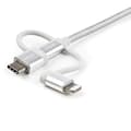 Miniatyrbillede 4 af 7: StarTech.com 1m USB-opladningskabel - Flettet - Sølv - 3 i 1 opladningskabel - USB til Lightning / Micro USB / USB C-kabel - USB-kabel - USB (M) til M
