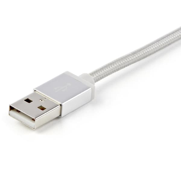 StarTech.com 1m USB-opladningskabel - Flettet - Sølv - 3 i 1 opladningskabel - USB til Lightning / Micro USB / USB C-kabel - USB-kabel - USB (M) til M