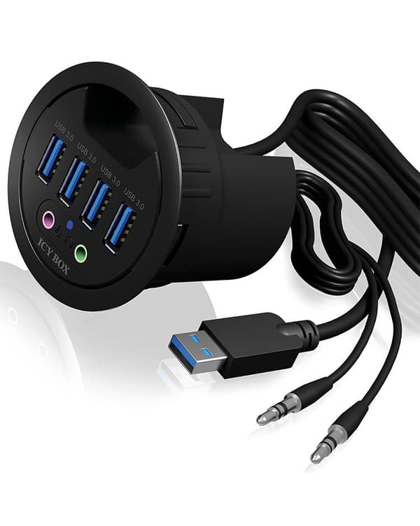 Hub 4-portars IcyBox USB 3.0 IB-Hub1403A Tisch-Hub med ljudåterförsäljning