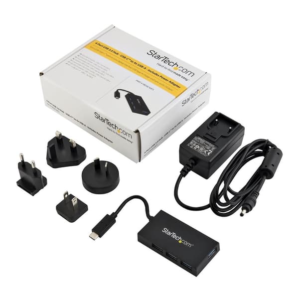 StarTech.com 4-portars USB-C Hub - USB-C till 4x USB-A - USB 3.0 Hub - Inkluderar strömadapter - Hub - 4 x SuperSpeed USB 3.0 - Desktop