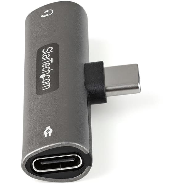 StarTech.com USB C -ääni- ja -lataussovitin, USB-C-äänisovitin, jossa on 3,5 mm TRRS-kuuloke-/kuulokeliitäntä ja 60 W USB Type-C -virtalaturi, USB-C-p