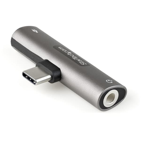 StarTech.com USB C -ääni- ja -lataussovitin, USB-C-äänisovitin, jossa on 3,5 mm TRRS-kuuloke-/kuulokeliitäntä ja 60 W USB Type-C -virtalaturi, USB-C-p
