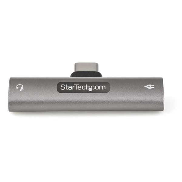 StarTech.com USB C -ääni- ja -lataussovitin, USB-C-äänisovitin, jossa on 3,5 mm TRRS-kuuloke-/kuulokeliitäntä ja 60 W USB Type-C -virtalaturi, USB-C-p