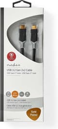 Miniatyrbild 3 av 4: USB-kabel | USB 3.2 Gen 2x2 | USB-C™ hane | USB-C™ hane | 20 Gbps | guld | 1,00 m | Runda | pvc | Antracit | fönsterlåda