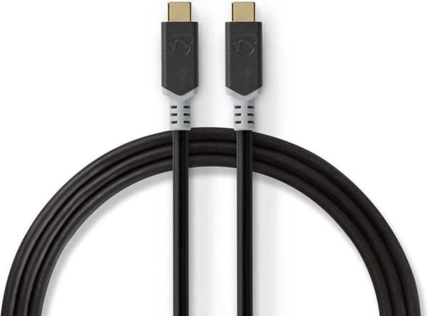 USB-kabel | USB 3.2 Gen 2x2 | USB-C™ hane | USB-C™ hane | 20 Gbps | guld | 1,00 m | Runda | pvc | Antracit | fönsterlåda