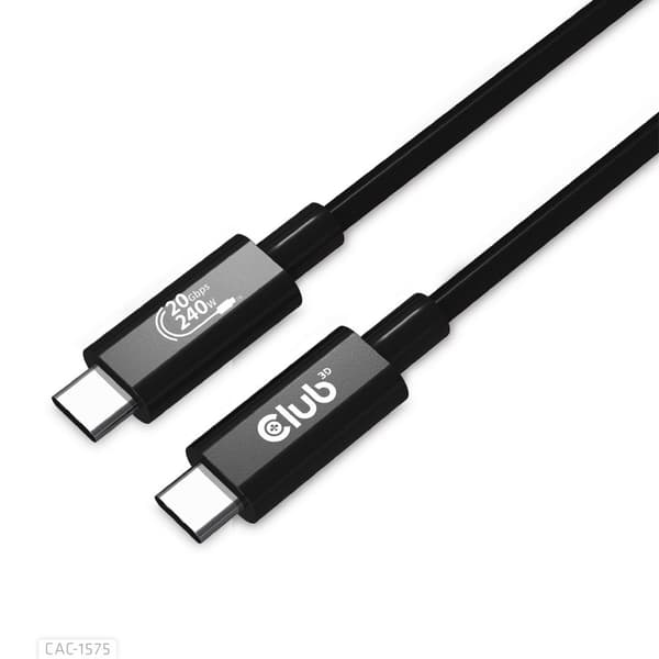 Club 3D - USB-kaapeli - USB-C (M) - USB-C (M) - USB4 Gen2x2 5 A - 2,0 m - kaksisuuntainen, 4K 60 Hz -tuki, jopa 240 W virransyötön tuki, laajennettu t