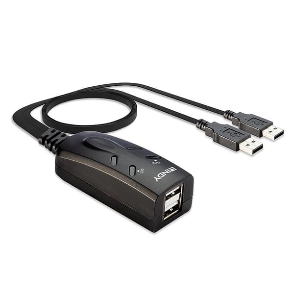 Lindy 2-portars USB KM Switch - Tangentbord/mus-omkopplare - 2 x USB - Desktop (32165)