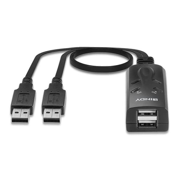 Lindy 2-portars USB KM Switch - Tangentbord/mus-omkopplare - 2 x USB - Desktop (32165)
