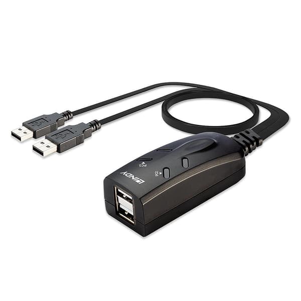 Lindy 2-portars USB KM Switch - Tangentbord/mus-omkopplare - 2 x USB - Desktop (32165)