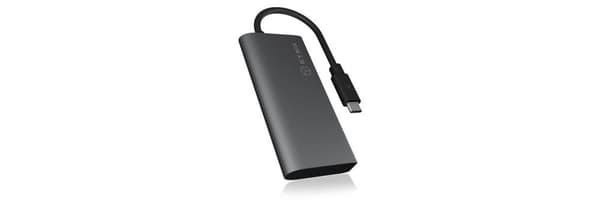 ICY BOX 60709 USB Hub 3.1 Gen 2 med 4 USB-portar, USB 3.1 Gen2 10 Gbit/s, USB-C-anslutning, aluminium, integrerad kabel, antracit