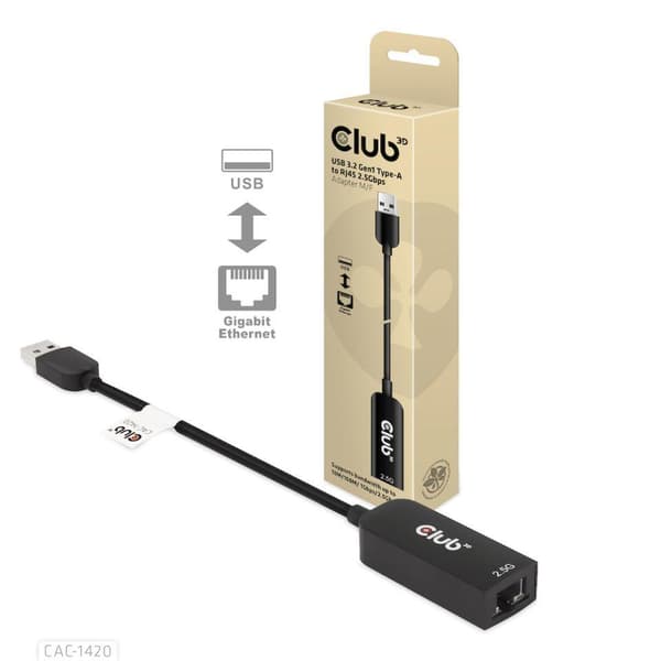 club3D CAC-1420 Nätverksadapter 2,5 Gbit/s USB 3.2 Gen 1, RJ45