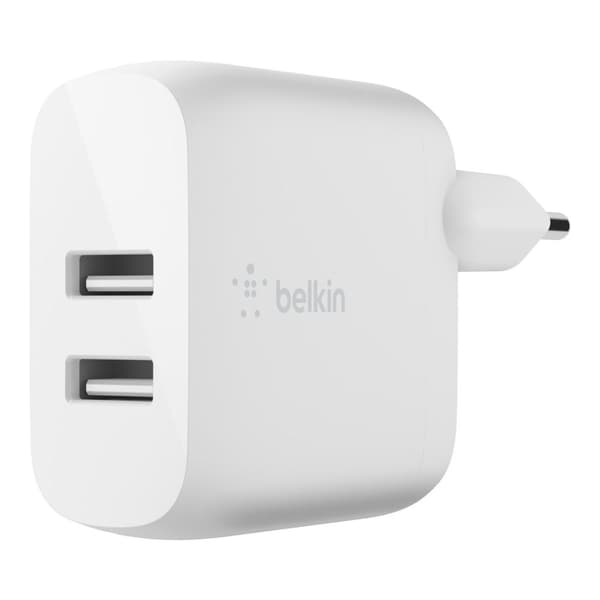 Belkin BOOST↑CHARGE™ 2-ports 12W hjemmeoplader + 1 m Apple iPhone Lightning til USB-A-kabel - hvid