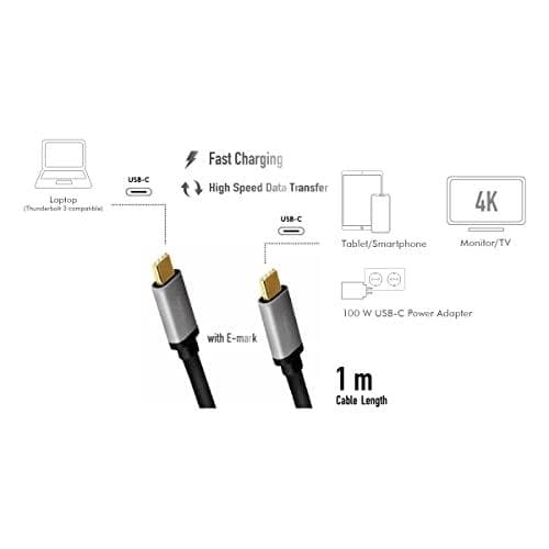 LogiLink - USB-kabel - USB-C (M) til USB-C (M) - USB 3.2 Gen 2 - 20V - 5A - 1m - 4K 60Hz support - Sort