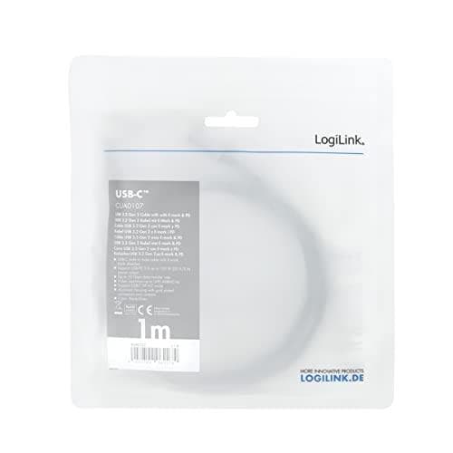 LogiLink - USB-kabel - USB-C (M) til USB-C (M) - USB 3.2 Gen 2 - 20V - 5A - 1m - 4K 60Hz support - Sort