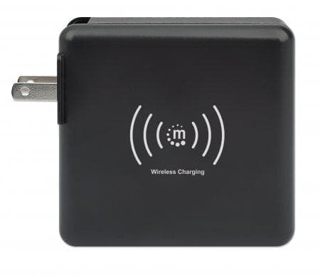 MANHATTAN 4-in-1 -matkalaturi ja virtapankki 8 000 mAh Yksi 5 W induktiivinen langaton latausalusta, kaksi 12 W USB-A-porttia, yksi USB-C-portti 12 W