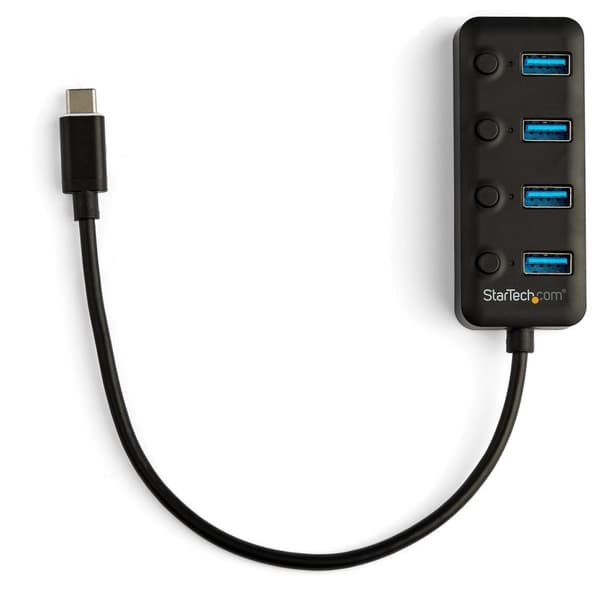 StarTech.com 4-porttinen USB-C-keskitin - 4x USB-A erillisillä päälle/pois-kytkimillä - Mobiili USB C - USB 3.0 -jakaja - USB Type-C -jakaja