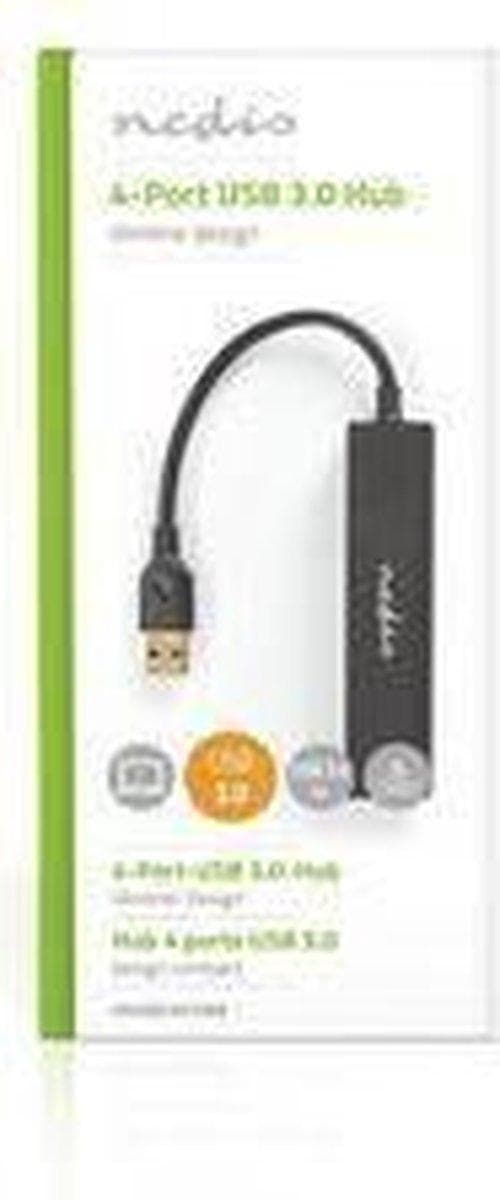 Nedis USB Hub | 4 hamn(ar) | USB 3.2 Gen1 | Strömförsörjning / USB-driven | 4x USB