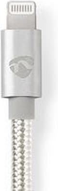 Miniatyrbillede 6 af 8: Nedis USB-kabel | USB 2.0 | Apple Lightning 8 Pin | USB-C™ han | 480 Mbps | forgyldt | 1,00 m | runde | Strikket / Nylon | Aluminium / Sølv | Dæk vind
