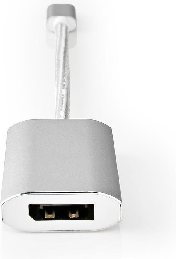 USB-adapter | USB 3.2 Gen 1 | USB-C™ han | DisplayPort Kvinde | 0,20 m | runde | forgyldt | Strikket / Nylon | Sølv | Dæk vindueskasse
