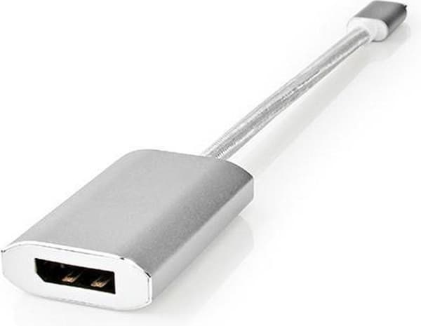 USB-adapter | USB 3.2 Gen 1 | USB-C™ han | DisplayPort Kvinde | 0,20 m | runde | forgyldt | Strikket / Nylon | Sølv | Dæk vindueskasse