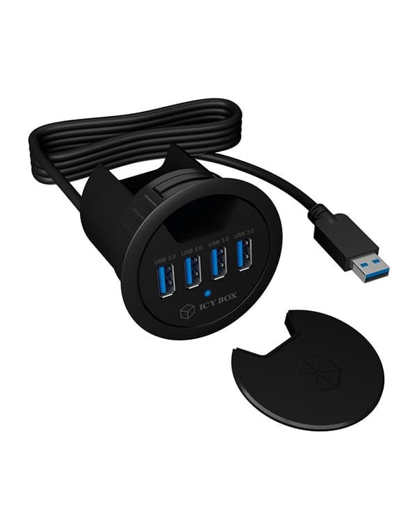 RaidSonic ICY BOX IB-HUB1403 - Hub - 4 x SuperSpeed USB 3.0 - lämplig för infälld montering