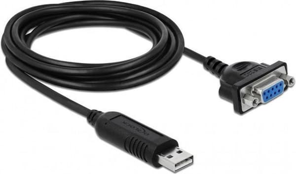 DeLOCK USB-A (m) till 9-stift SUB-D med muttrar (v) seriell RS232-adapter / FTDI-chip - 1,8 meter
