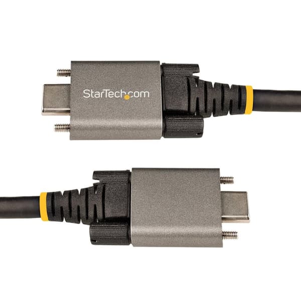 StarTech.com 3 fot 1 m sidoskruvlåsande USB C-kabel 10 Gbps, USB 3.1/3.2 Gen 2 Type-C-kabel, 100W (5A) strömförsörjningsladdning, DP Alt-läge, dubbelt