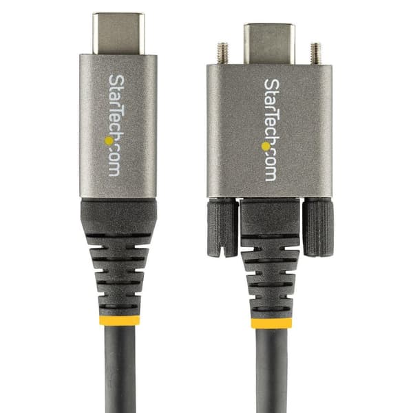 StarTech.com 3 fot 1 m sidoskruvlåsande USB C-kabel 10 Gbps, USB 3.1/3.2 Gen 2 Type-C-kabel, 100W (5A) strömförsörjningsladdning, DP Alt-läge, dubbelt