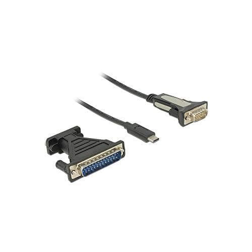Delock Adapter USB Type-C > 1 x seriell DB9 RS-232 + adapter DB25