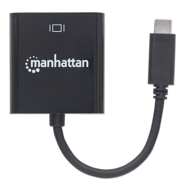 Manhattan 151771 USB / VGA-adapter [1x USB 3.2 Gen 2-stik C (USB 3.1) - 1x VGA-stik] Sort Farvekodning, Fleksibel, Folieafskærmning, UL-listet,