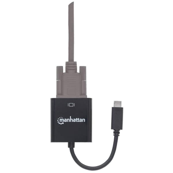 Manhattan 151771 USB / VGA-adapter [1x USB 3.2 Gen 2-stik C (USB 3.1) - 1x VGA-stik] Sort Farvekodning, Fleksibel, Folieafskærmning, UL-listet,