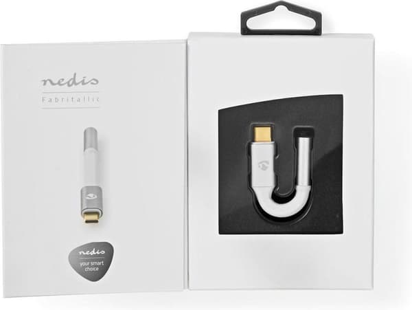 Nedis USB-adapter | USB 2.0 | USB-C™ han | 3,5 mm hun | 0,08 m | runde | forgyldt | Flettet / Nylon | Hvid / Sølv | Dæk vindueskasse