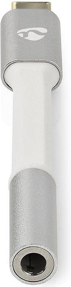 Nedis USB-adapter | USB 2.0 | USB-C™ han | 3,5 mm hun | 0,08 m | runde | forgyldt | Flettet / Nylon | Hvid / Sølv | Dæk vindueskasse