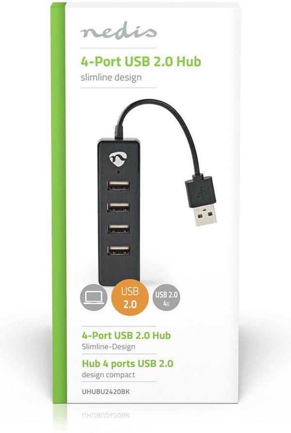 Nedis USB Hub | 4 hamn(ar) | USB 2.0 | USB-driven | 4x USB