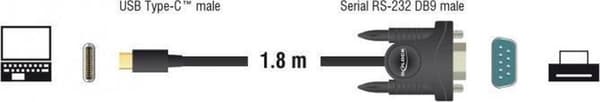 DeLOCK USB-C (m) til 9-benet SUB-D med skruer (m) seriel RS232 adapter / Prolific chip - 1,8 meter
