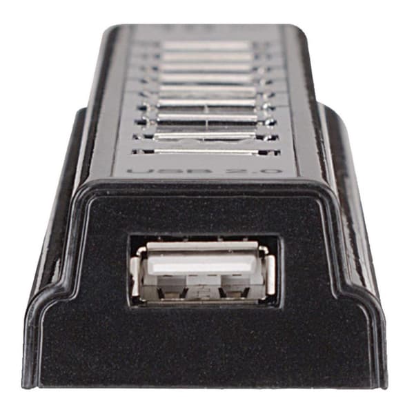 Manhattan Hi-Speed USB 2.0 Desktop Hub (10 portin virtalähde USB:n tai verkkovirtasovittimen kautta) 161572 musta