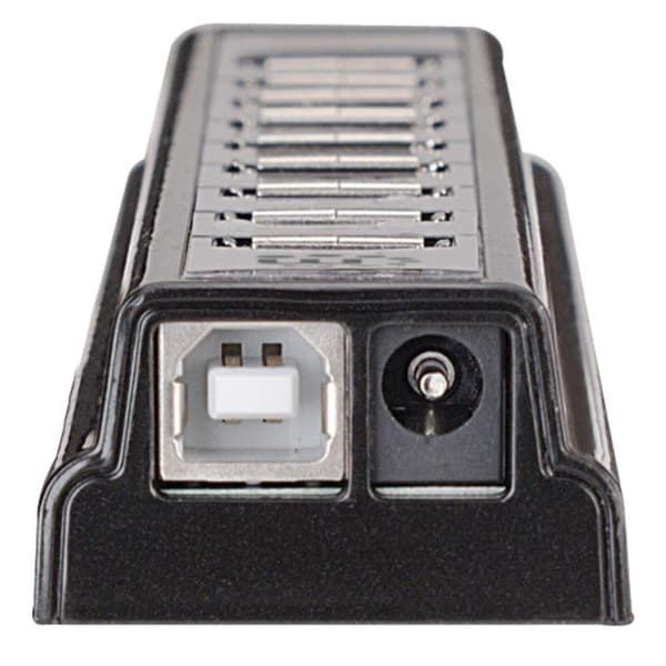 Manhattan Hi-Speed USB 2.0 Desktop Hub (10 portin virtalähde USB:n tai verkkovirtasovittimen kautta) 161572 musta