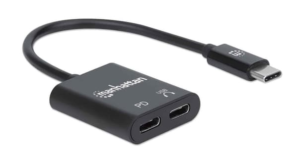 MANHATTAN USB-C till 3,5 mm jack ljudadapter & PD-laddningsport