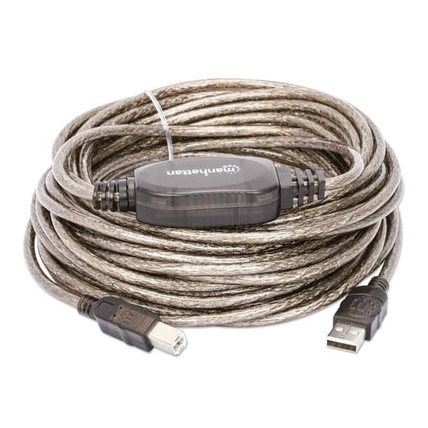 Manhattan 510424 USB-kaapeli USB A, USB B, uros/uros - hopea