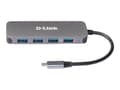 Miniatyrbilde 4 av 5: D-Link DUB-2340 - Hub - 4 x SuperSpeed USB 3.0 + 1 x USB-C (strømlevering) - stasjonær
