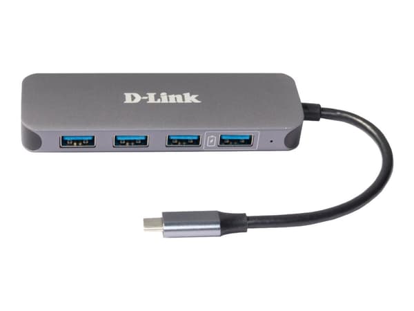 D-Link DUB-2340 - Hub - 4 x SuperSpeed USB 3.0 + 1 x USB-C (strømlevering) - stasjonær