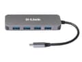 Miniatyrbilde 5 av 5: D-Link DUB-2340 - Hub - 4 x SuperSpeed USB 3.0 + 1 x USB-C (strømlevering) - stasjonær