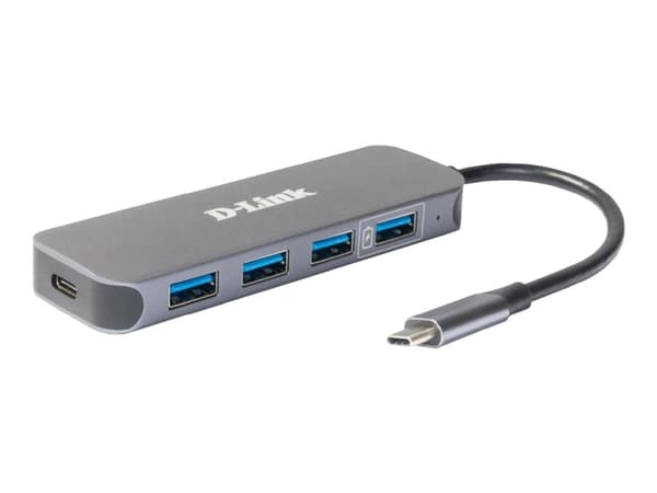D-Link DUB-2340 - Hub - 4 x SuperSpeed USB 3.0 + 1 x USB-C (strømlevering) - stasjonær