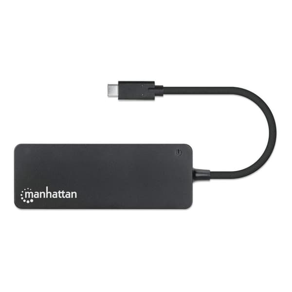 MANHATTAN 4-portars USB 3.2 Gen 1 Hub USB-C hane till 4 x USB-A hona, 5 Gbps dataöverföringshastigheter, USB-driven, svart (164924)