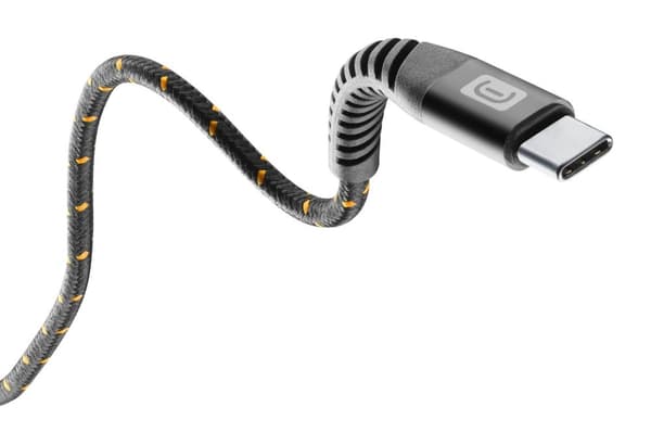 Cellularline - USB-kabel, kevlar usb-a til usb-c 1,2m, sort