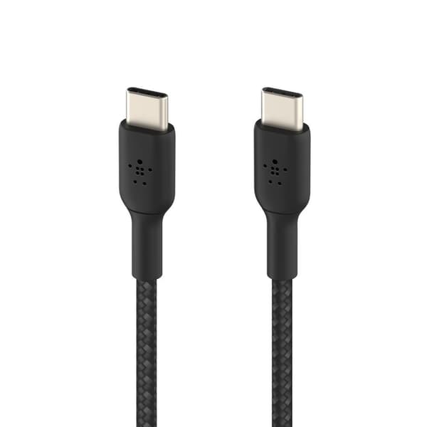 Belkin Braided Boost Charge USB-C til USB-C-kabel (USB-C hurtigopladningskabel til enheder som Pixel, iPad Pro og andre enheder som Samsung) 1m, sort